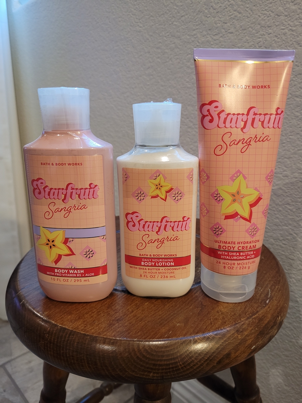 New Bath & Body Works Starfruit Sangria Kids Body Care Trio - Pink